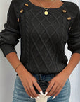 Helvano | Strukturierter Strickpullover mit Knöpfen für Damen