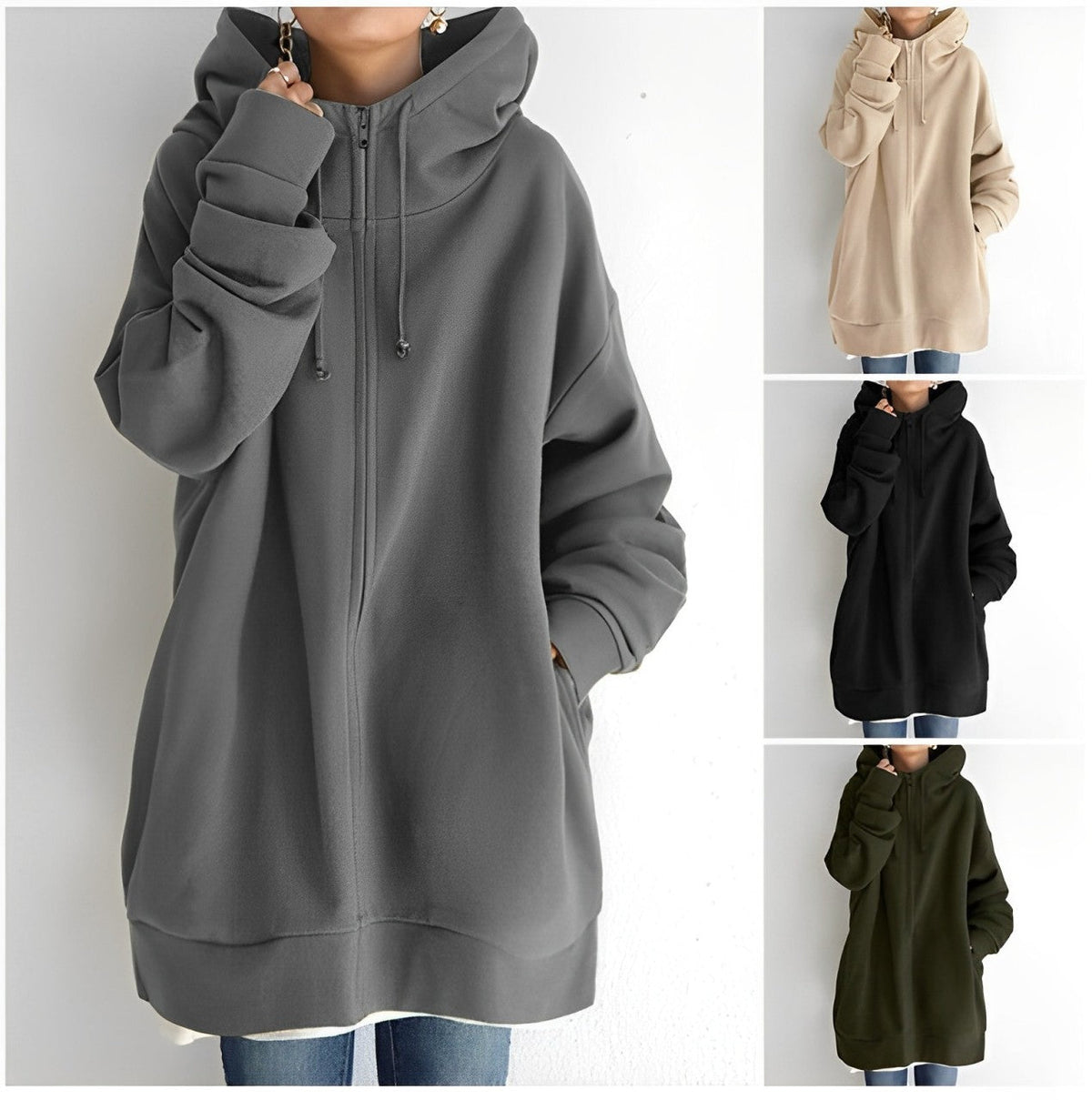 Helvano | Fleece-Hoodie mit Reissverschluss für Damen