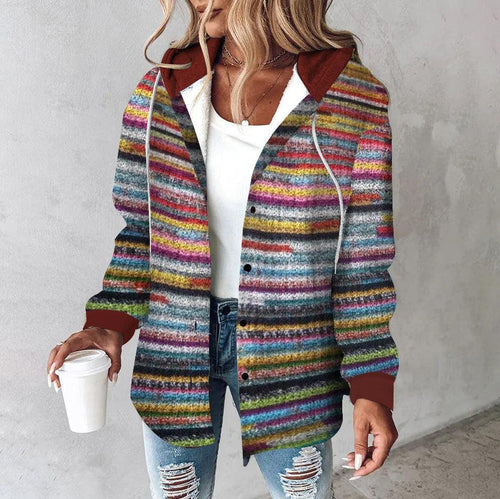 Helvano | Bunter Strick-Kapuzenpullover für Damen