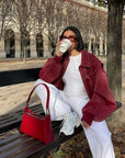 Helvano | Oversize Lederjacke für Damen in Rot