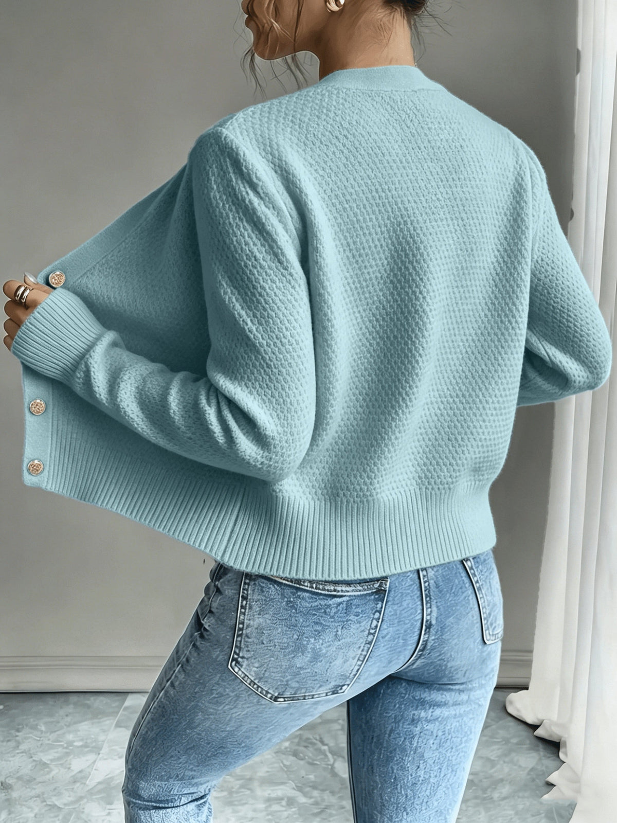 Helvano | Damen Zopfstrick-Cardigan mit Knopfleiste