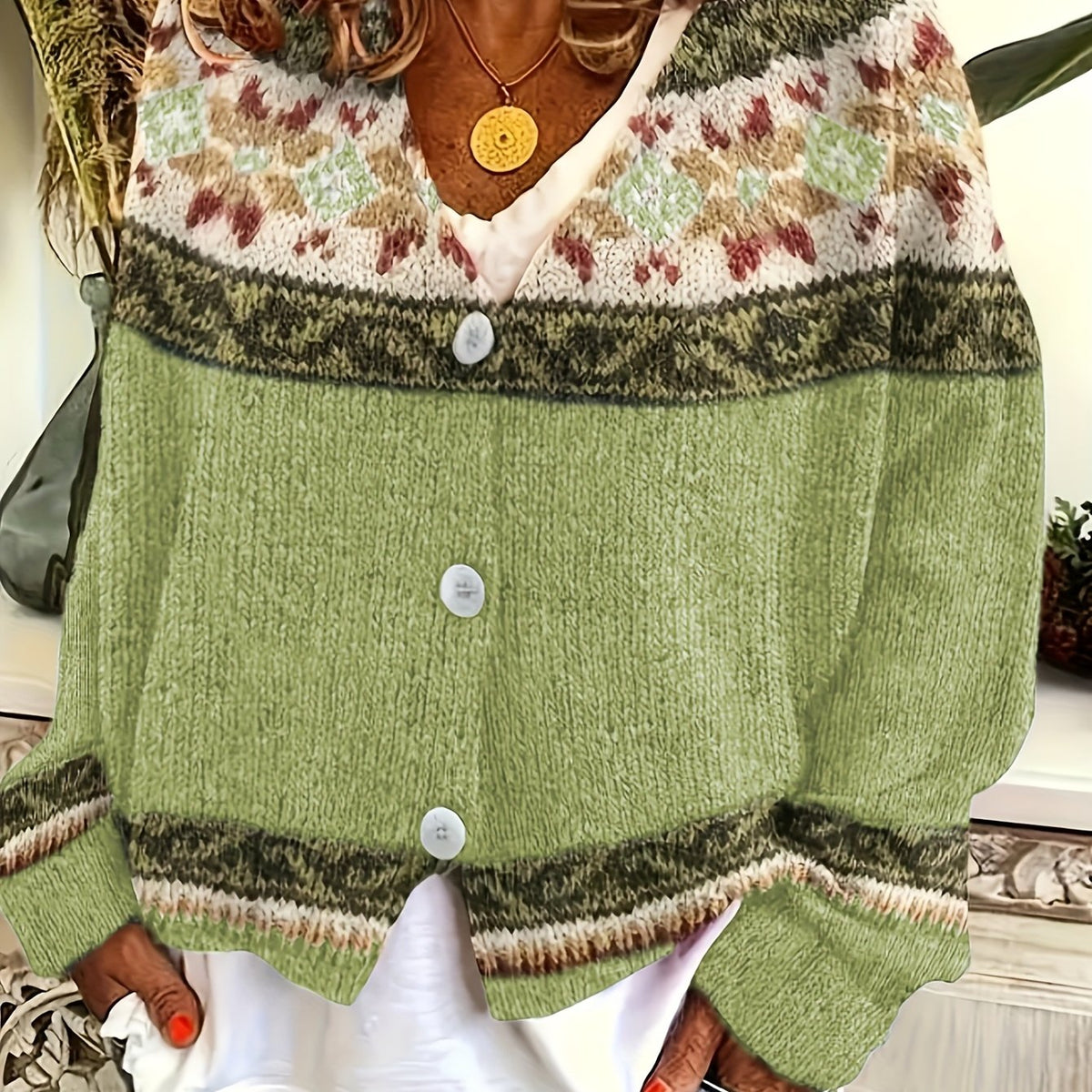 Helvano | Gemusterte Herren-Strickjacke mit Knopfleiste