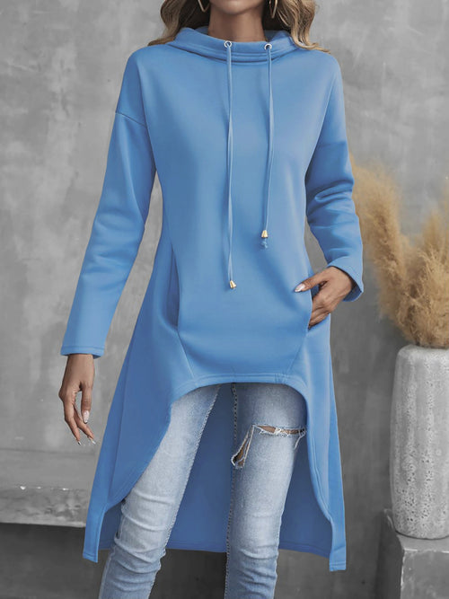 Helvano | Damen High-Low Hoodie mit Kordelzug