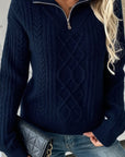 Helvano | Strukturierter Strickpullover mit Half-Zip
