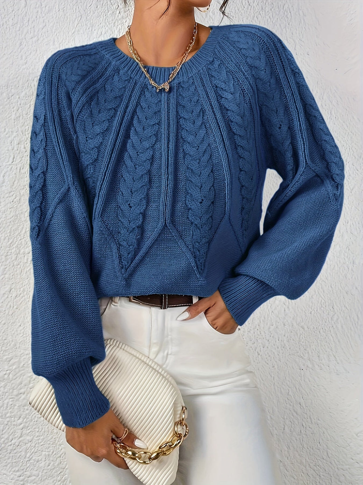 Helvano | Zopfstrick-Pullover mit Rundhals