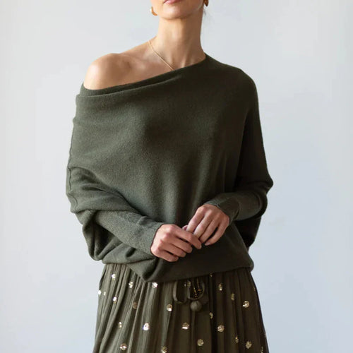 Helvano | Asymmetrisch drapierter Pullover für Damen