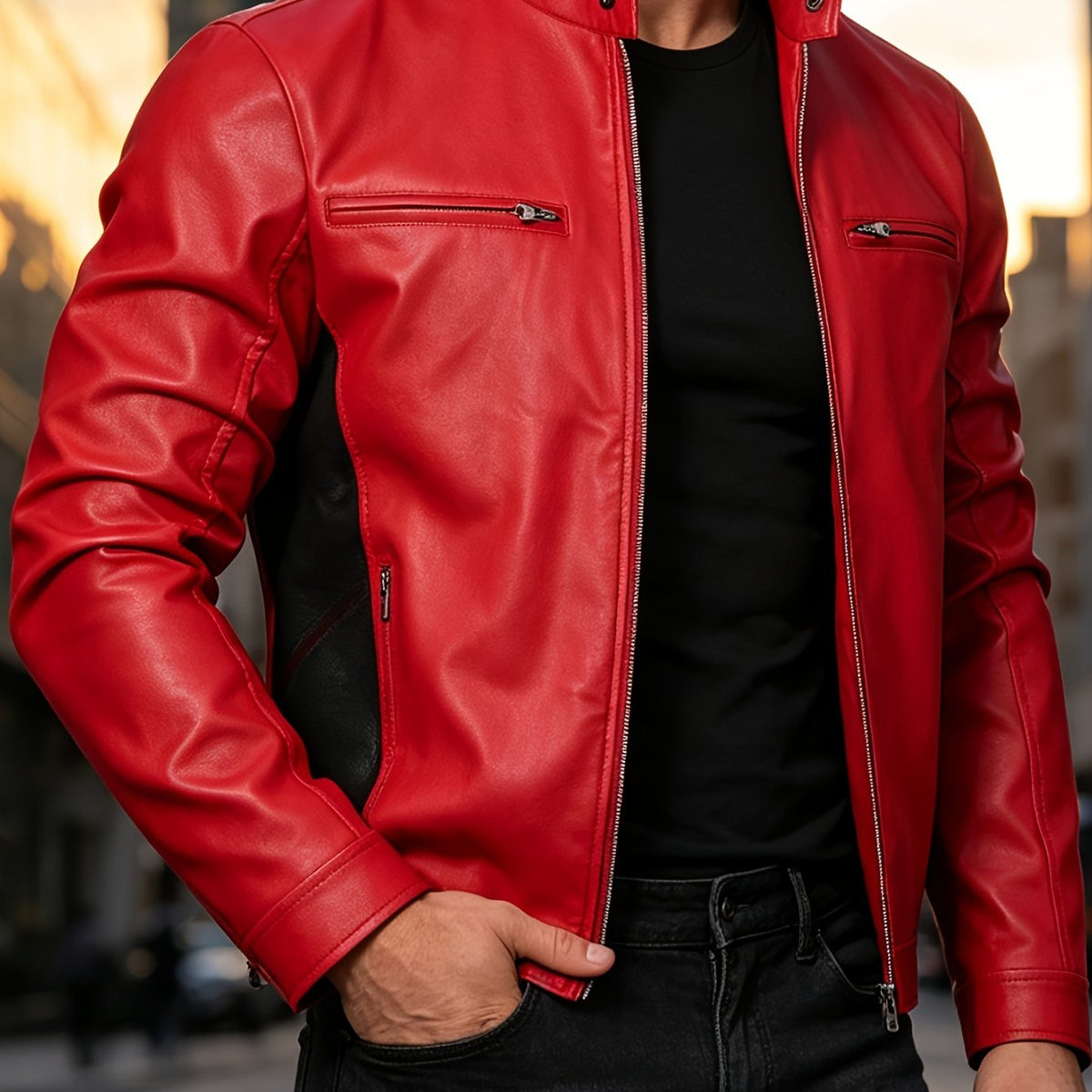 Helvano | Herren Kunstlederjacke mit Reissverschluss