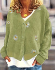 Helvano | Damen Strickjacke mit Blumenstickerei