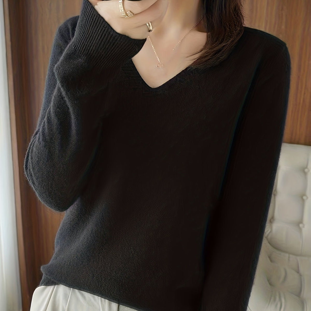 Helvano | Damen Strickpullover mit V-Ausschnitt