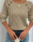 Helvano | Strukturierter Strickpullover mit Knöpfen für Damen