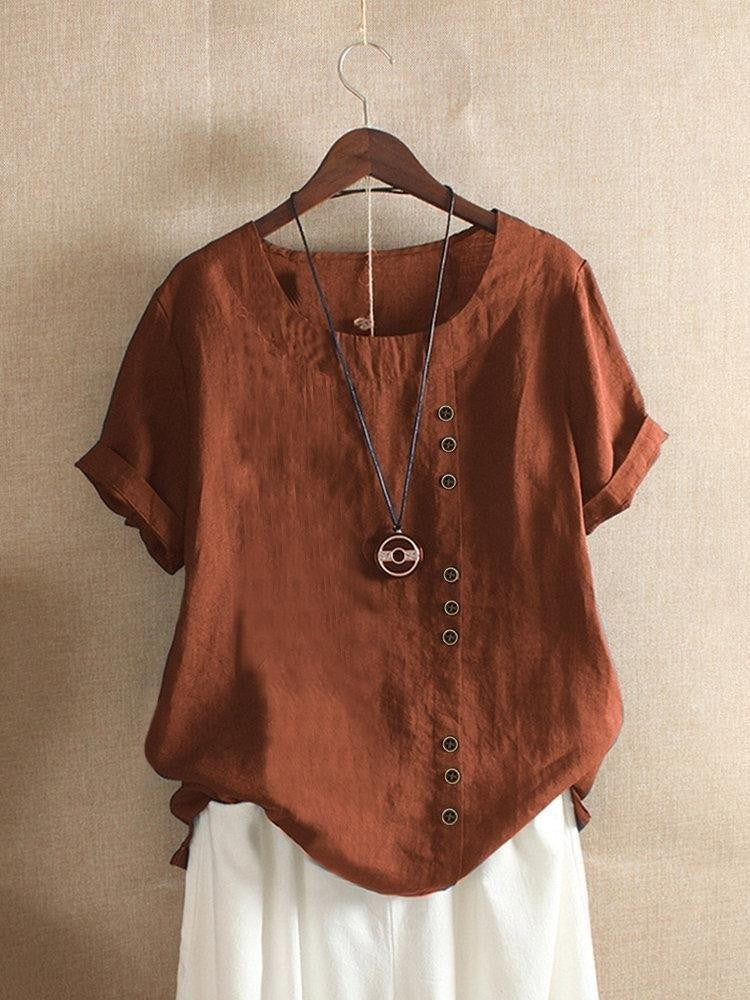 Helvano | Baumwollbluse mit Knöpfen für Damen