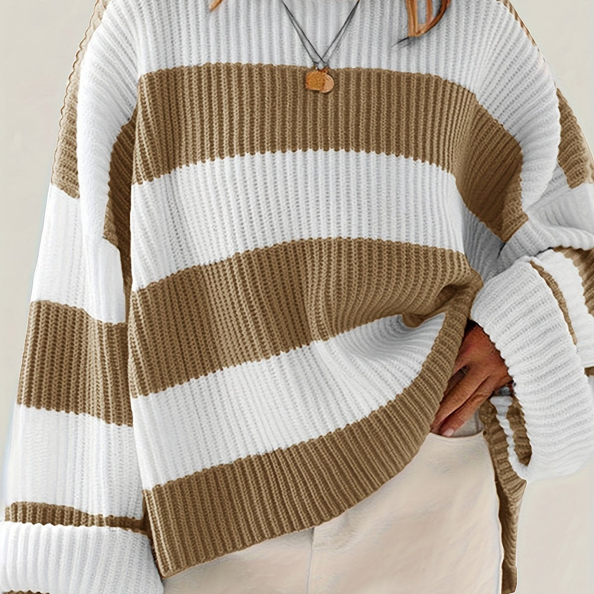 Helvano | Lockerer Colorblock-Strickpullover für Damen