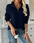 Helvano | Strukturierter Strickpullover mit Half-Zip