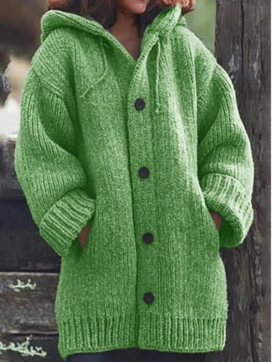 Helvano | Strickjacke mit Kapuze und Knöpfen für Damen