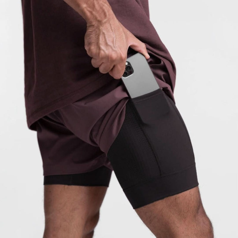 Helvano | 2-in-1 Sportshorts mit Innenhose für Herren