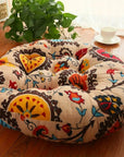 Helvano | Rundes Bodenkissen aus Baumwolle im Boho-Stil