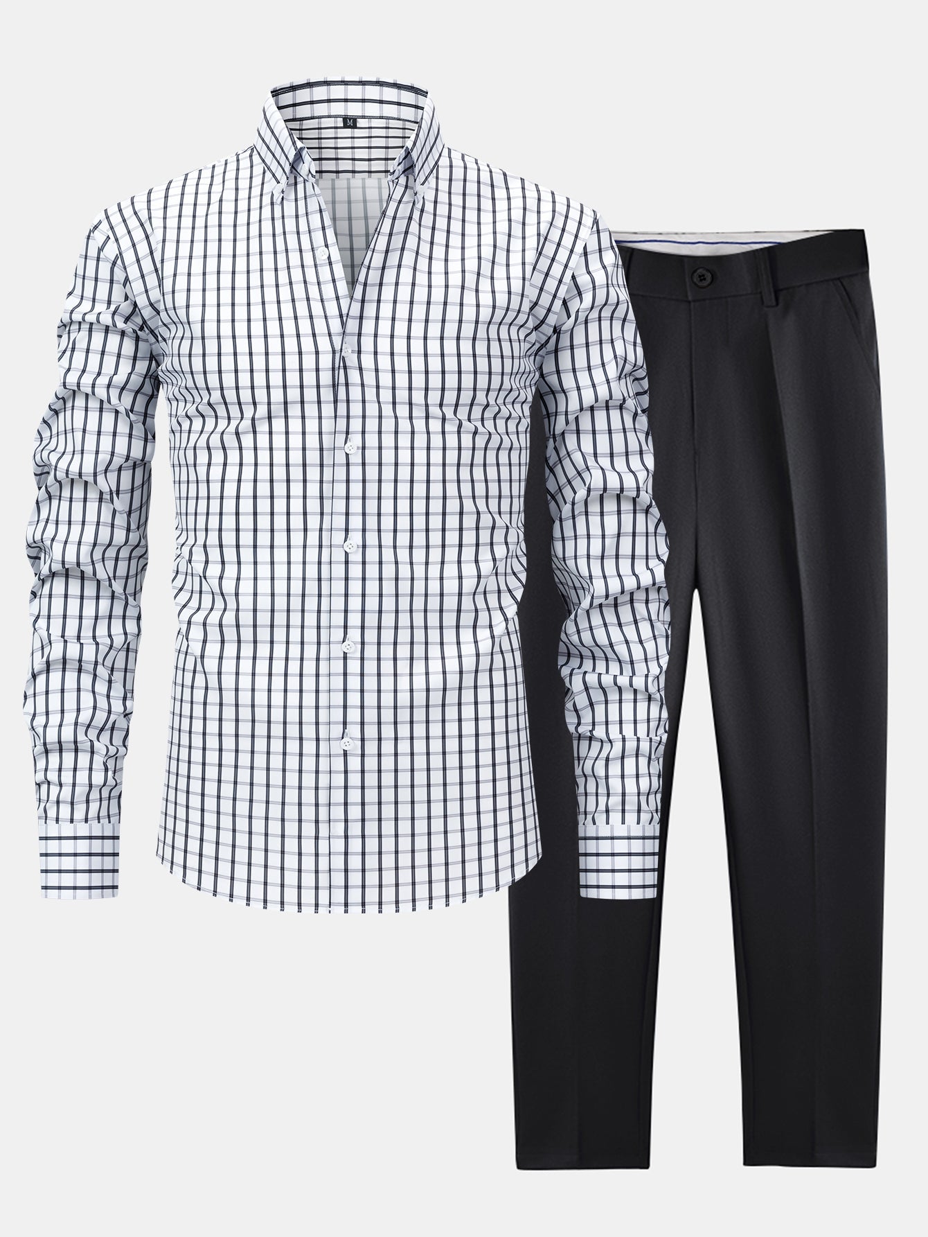 Helvano | Herren-Set: Kariertes Hemd &amp; Slim-Fit-Hose