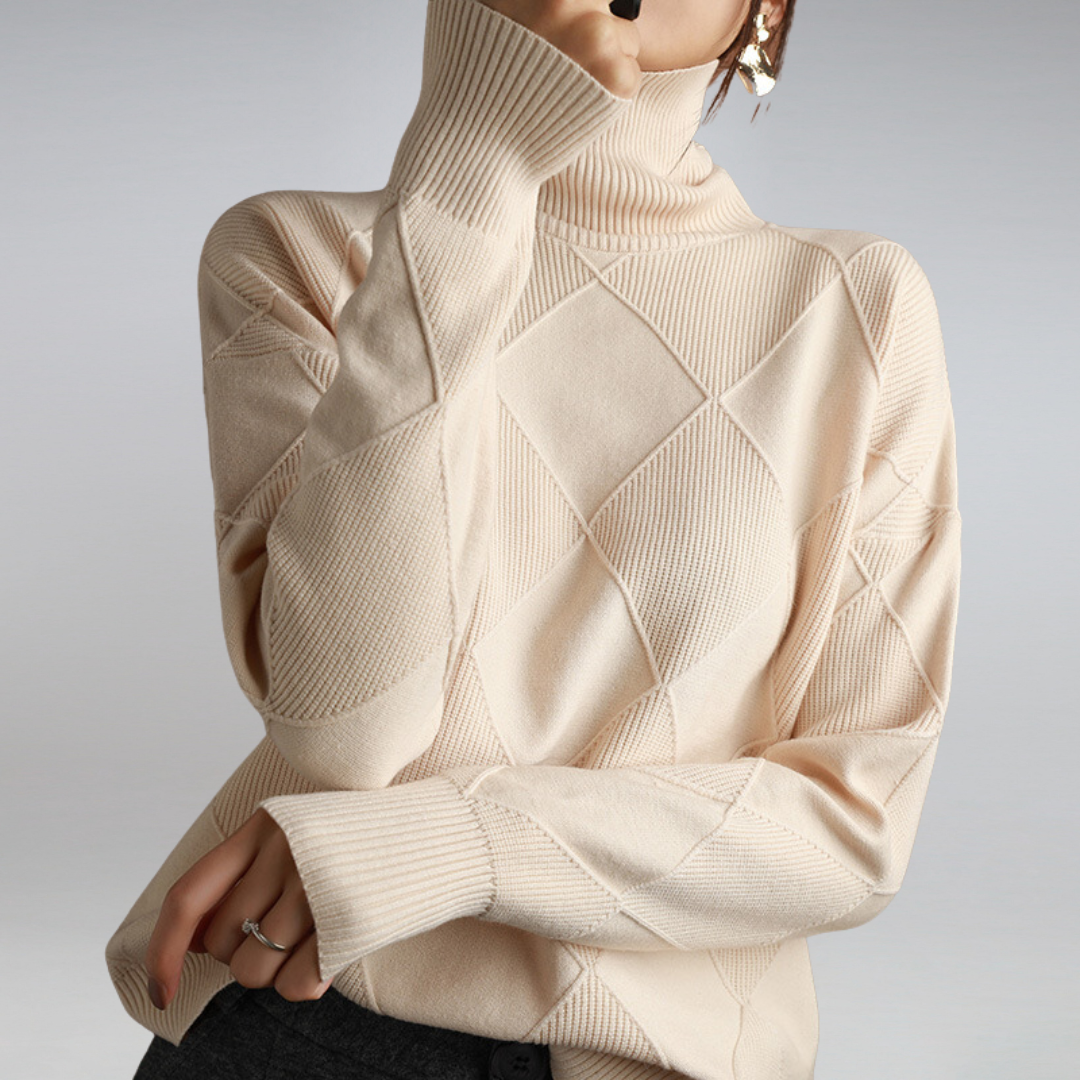 Helvano | Damen Rollkragenpullover mit geometrischem Muster