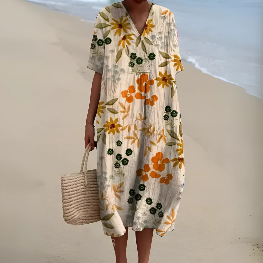 Helvano | Boho Blumenkleid mit lockerem Schnitt