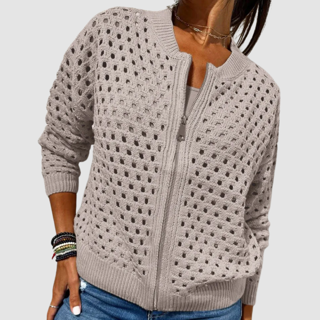 Helvano | Strickjacke mit Lochmuster für Damen