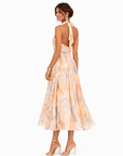 Helvano | Chiffonkleid mit Blumenmuster für Damen in Pfirsich