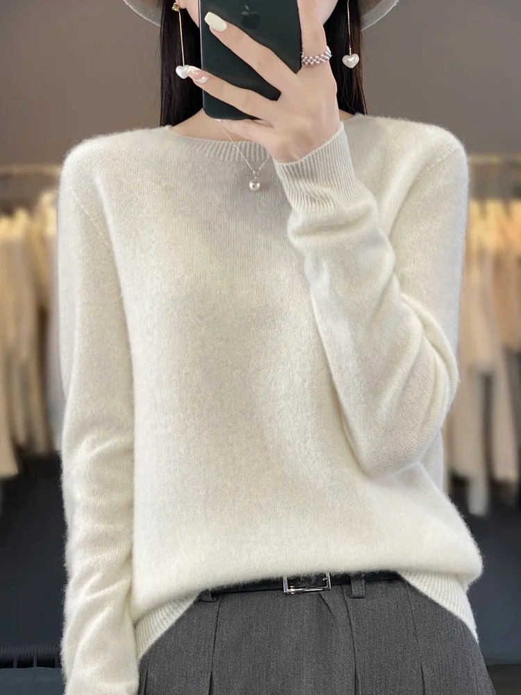 Helvano | Damen Strickpullover mit Rundhalsausschnitt