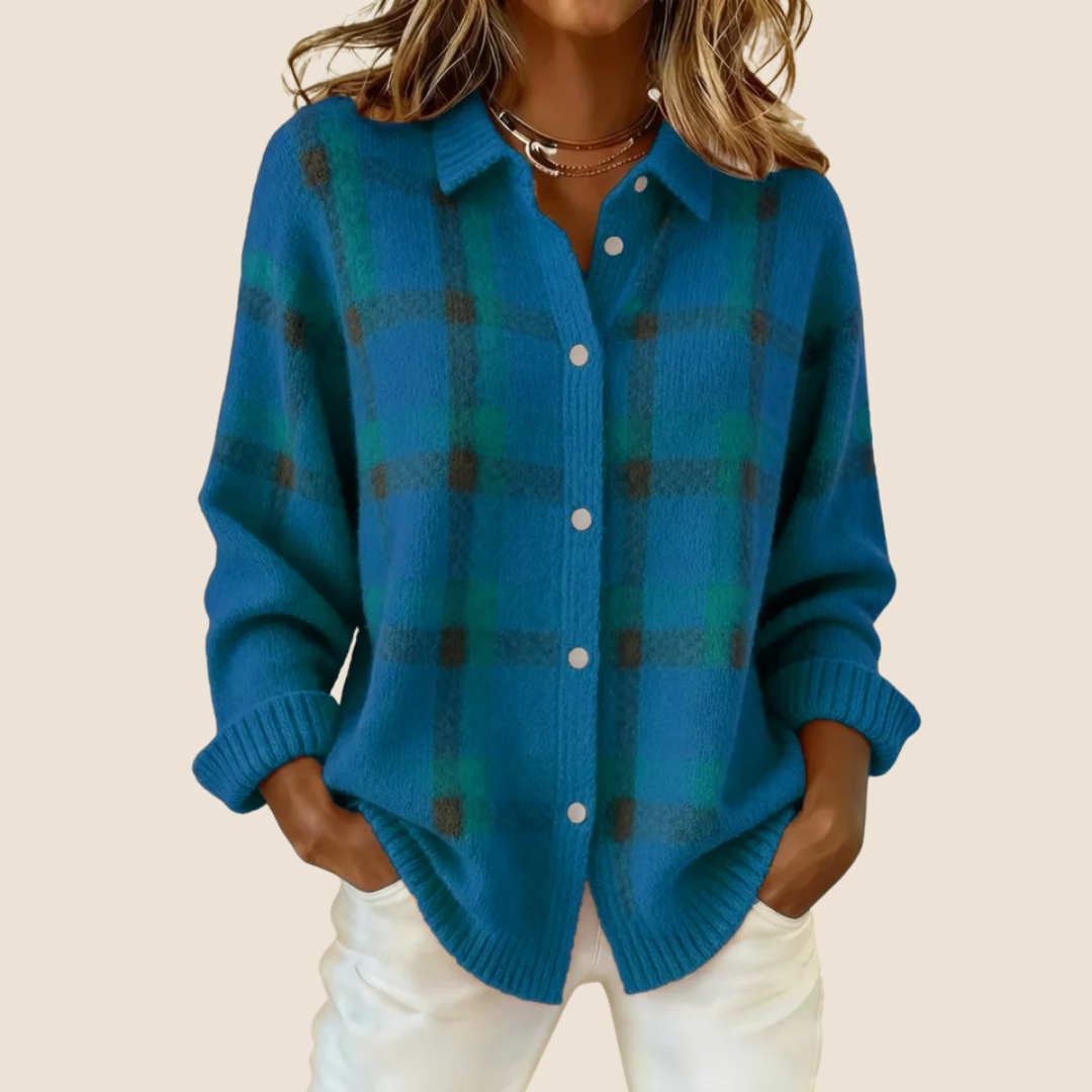 Helvano | Kariertes Damen-Pullover mit Kragen