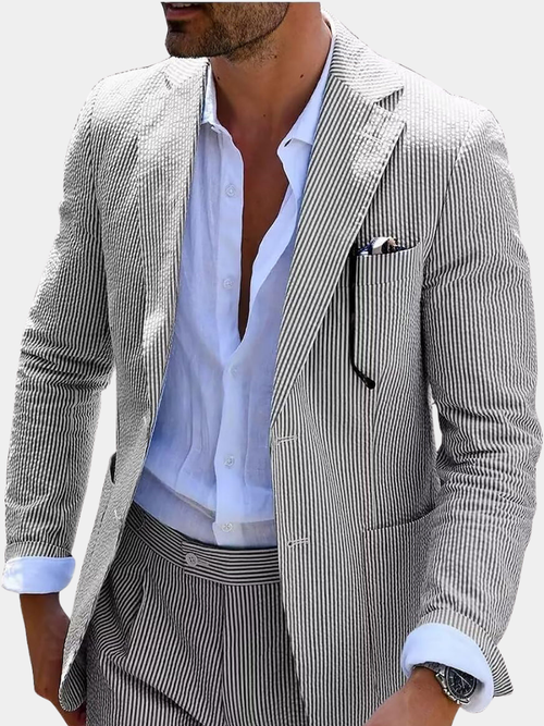 Helvano | Gestreiftes Sommer-Set für Herren mit Hemd und Hose
