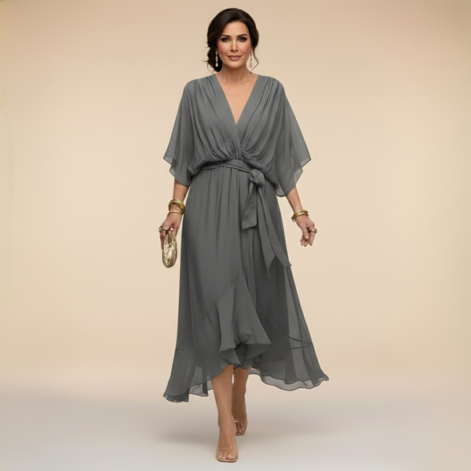 Helvano | Chiffon-Kleid mit V-Ausschnitt für Damen