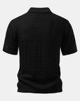 Helvano | Herren-Set Häkel-Poloshirt mit V-Ausschnitt & Leinenhose