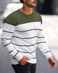 Helvano | Gestreifter Strickpullover mit Rundhals für Herren