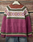Helvano | Gemusterte Herren-Strickjacke mit Knopfleiste