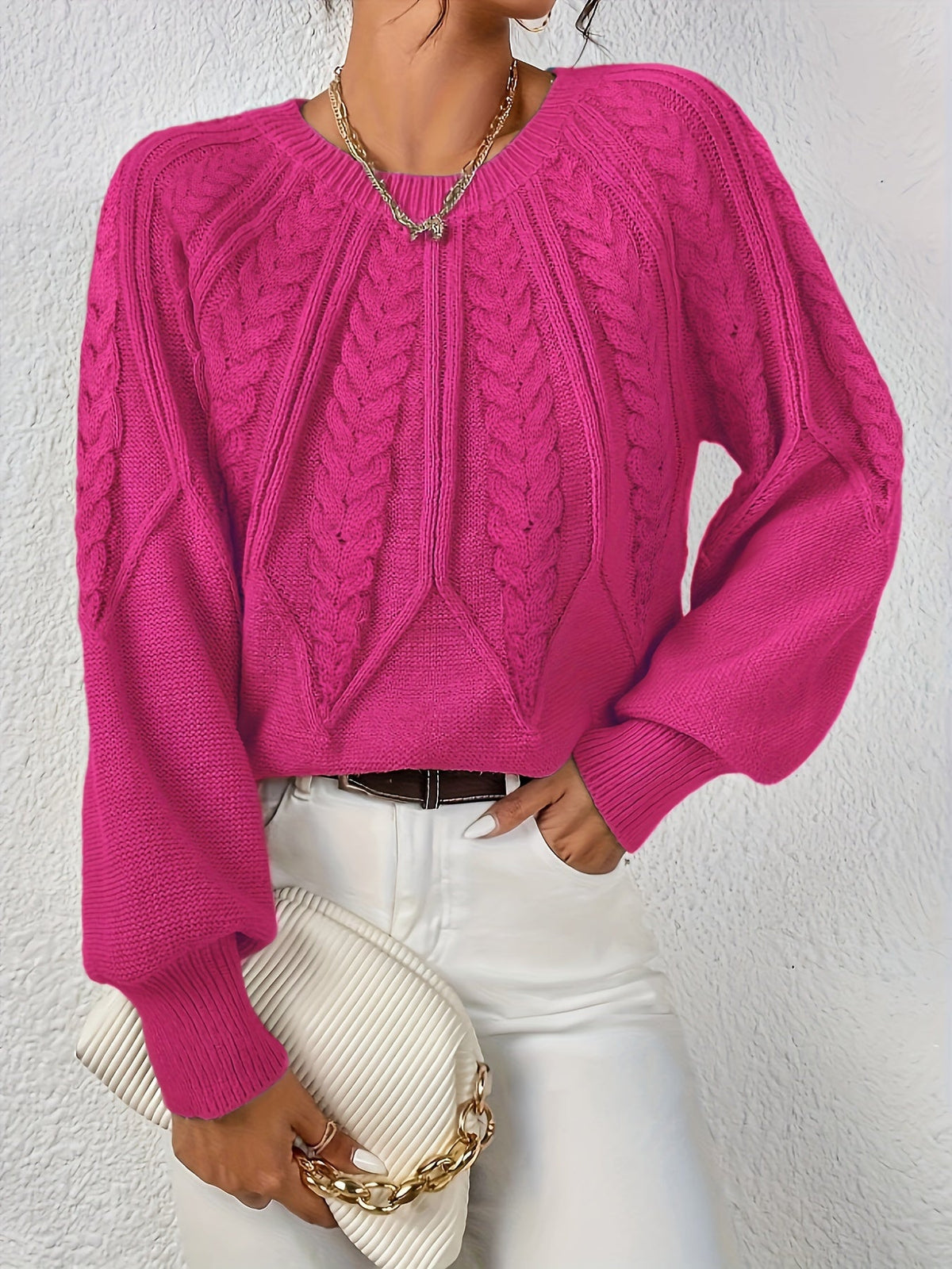 Helvano | Zopfstrick-Pullover mit Rundhals