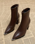 Helvano | Spitze Damen-Stiefeletten mit Blockabsatz