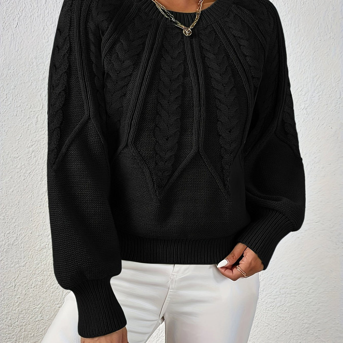 Helvano | Zopfstrick-Pullover mit Rundhals
