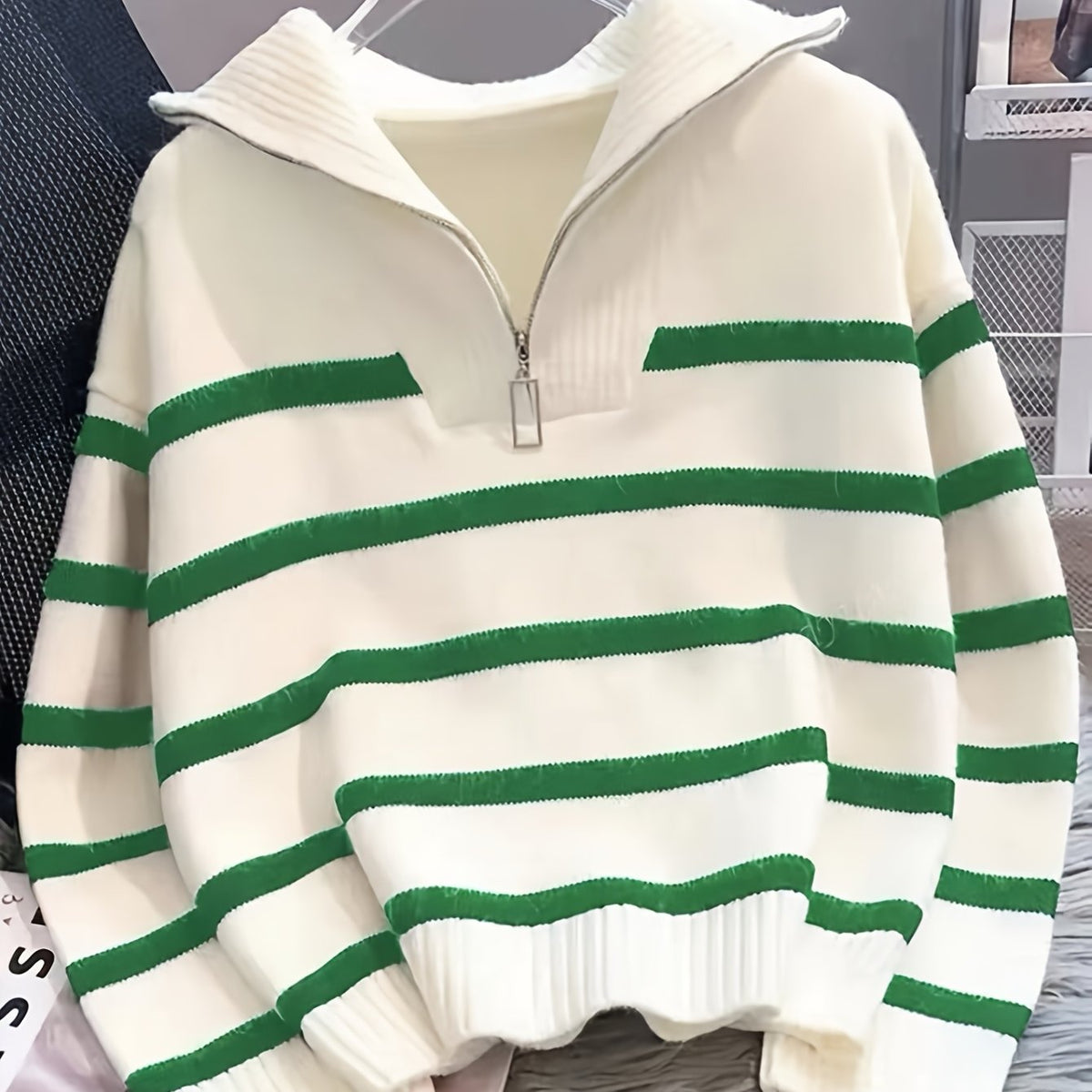 Helvano | Gestreifter Troyer-Pullover für Damen