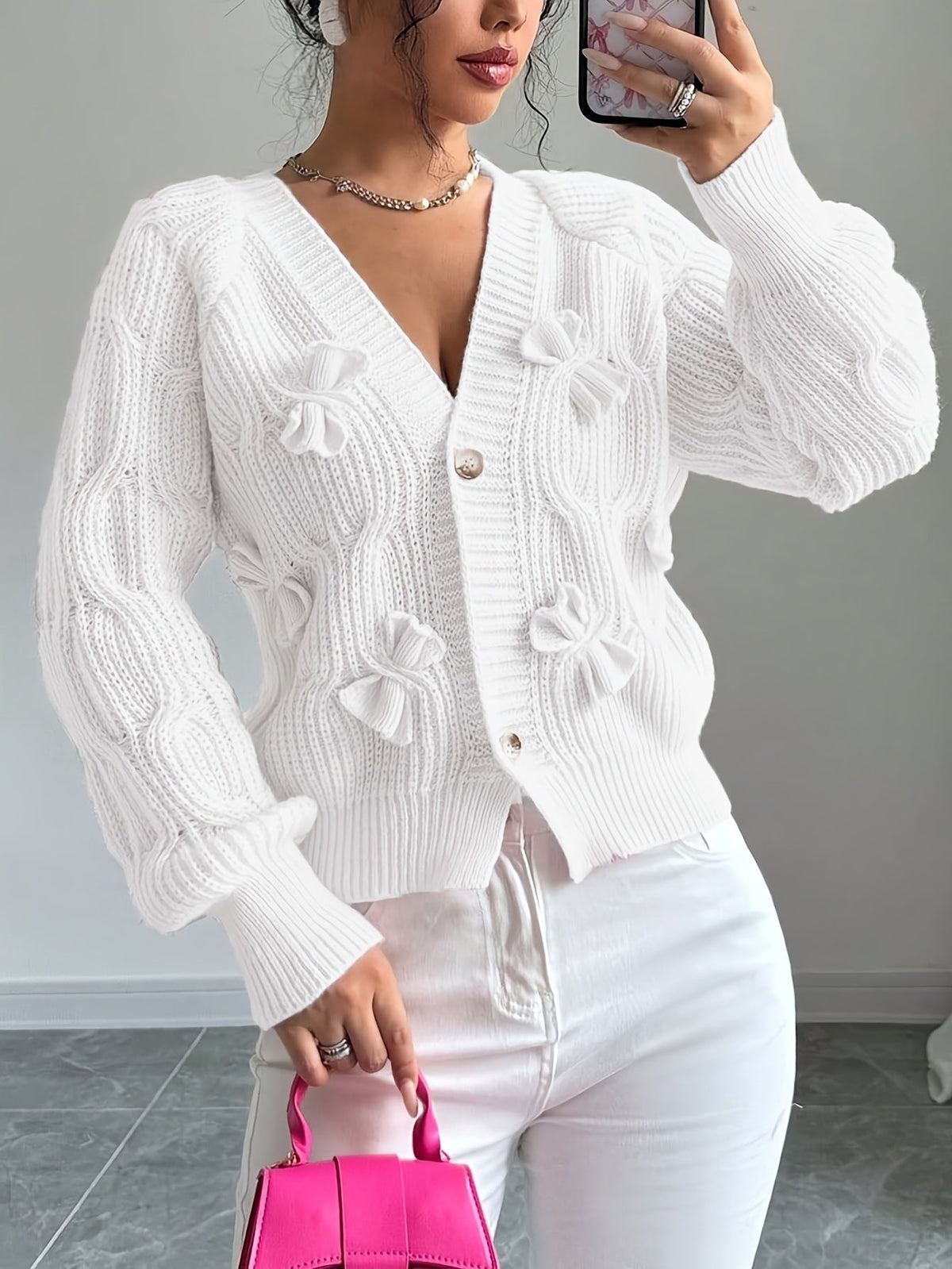 Helvano | Strickjacke mit Schleifendetail für Damen