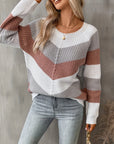 Helvano | Damen Strickpullover mit Colorblock-Zickzackmuster
