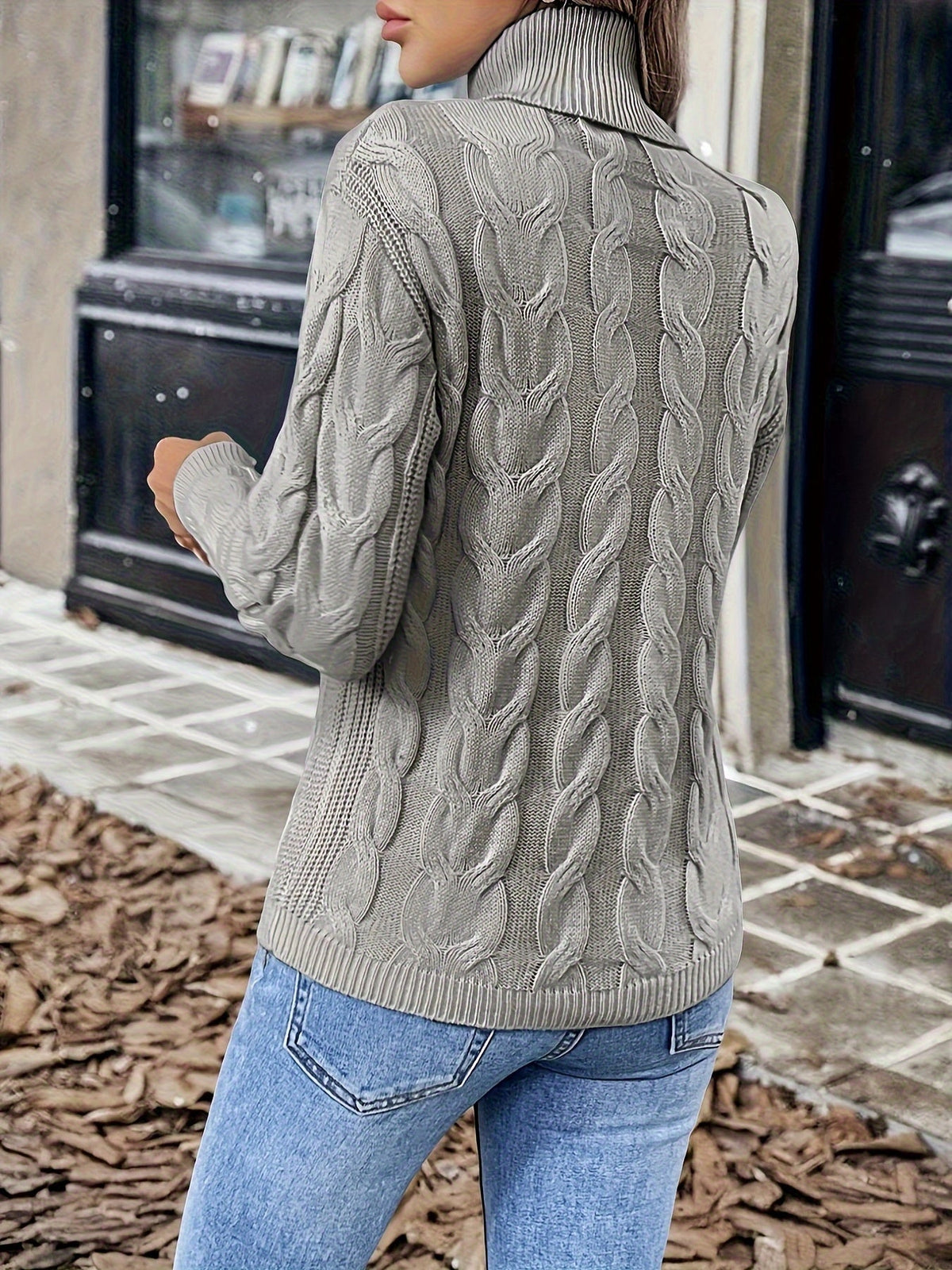Helvano | Zopfstrick-Rollkragenpullover für Damen