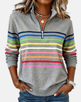 Helvano | Gestreifter Damen-Pullover mit Reissverschluss