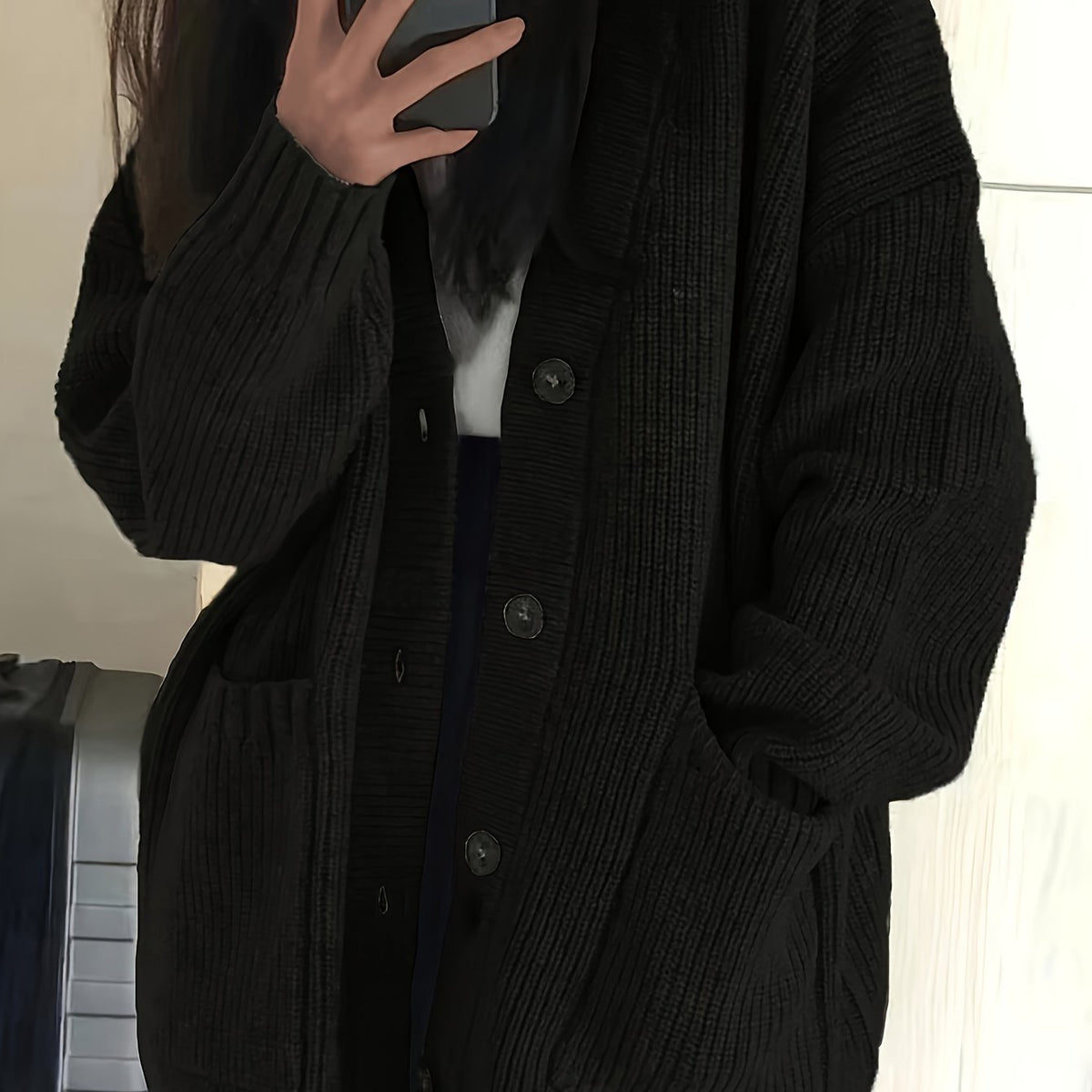 Helvano | Lockere Damen-Strickjacke mit Knopfleiste