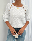 Helvano | Strukturierter Strickpullover mit Knöpfen für Damen