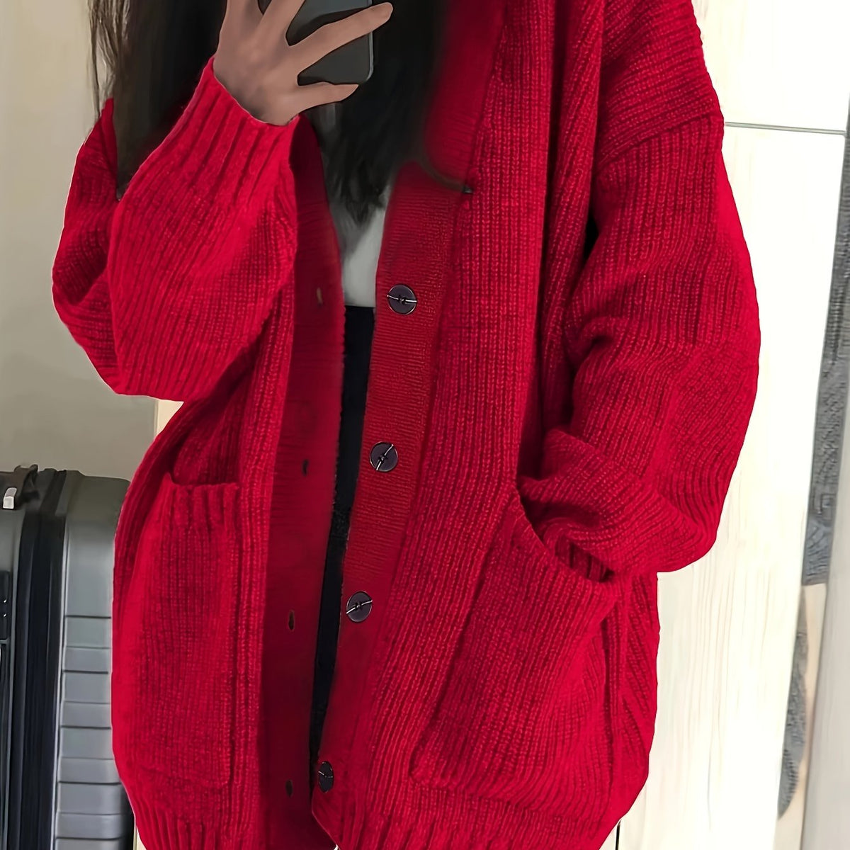 Helvano | Lockere Damen-Strickjacke mit Knopfleiste