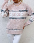 Helvano | Damen Strickpullover mit Stehkragen und Schneeflocken