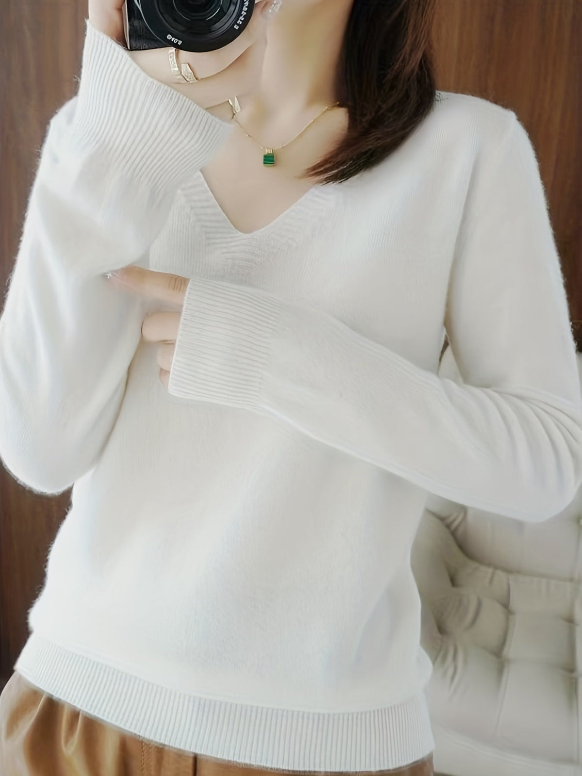 Helvano | Damen Strickpullover mit V-Ausschnitt