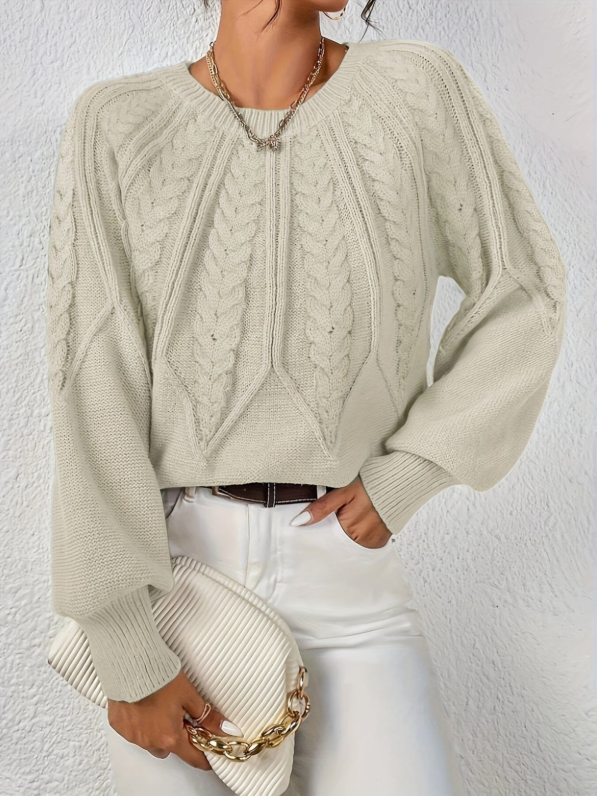 Helvano | Zopfstrick-Pullover mit Rundhals