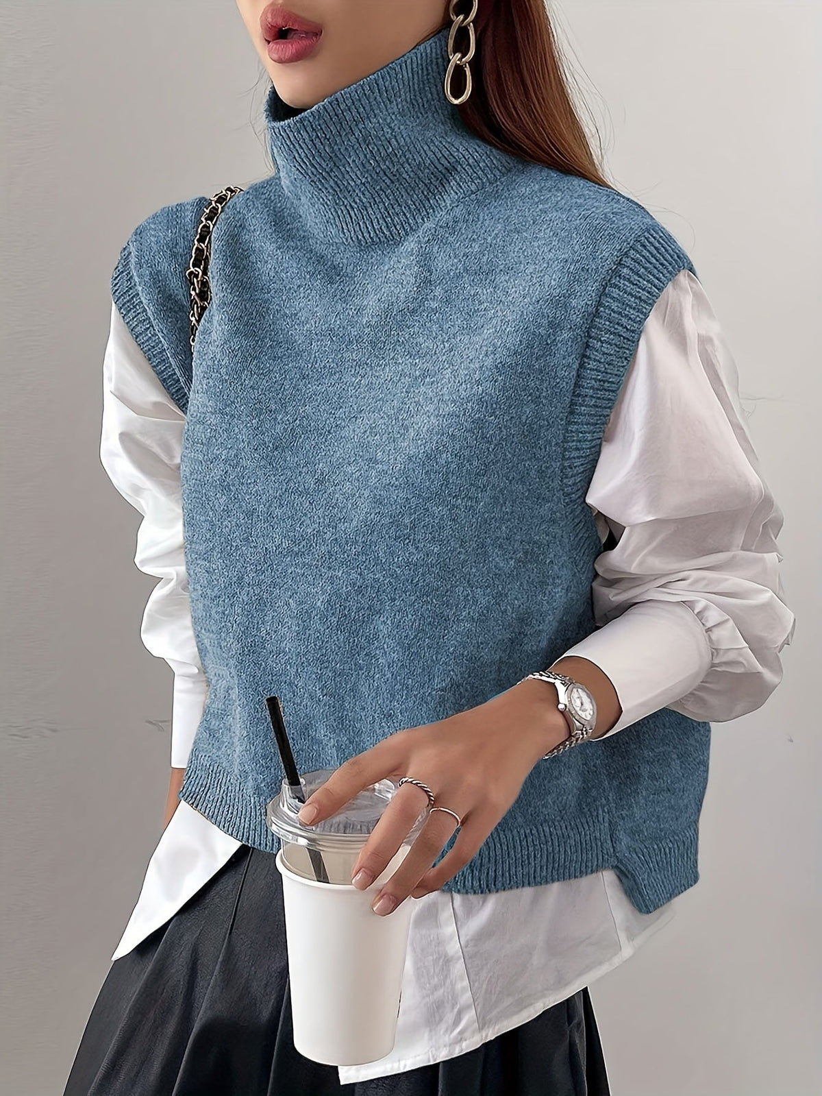 Helvano | Strick-Pullunder mit Stehkragen für Damen