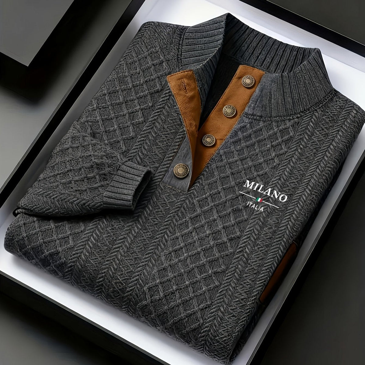 Helvano | Strukturierter Herren-Pullover mit Stehkragen