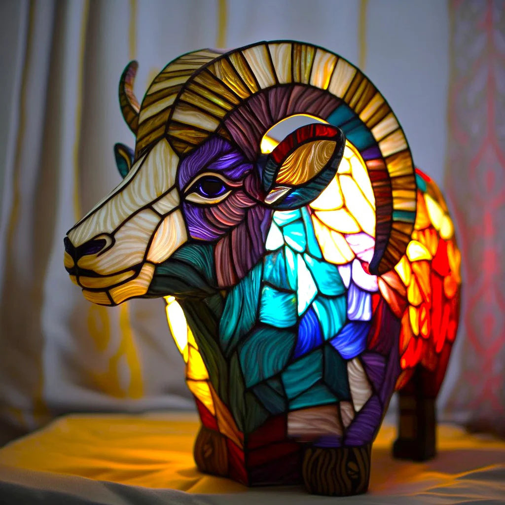 Helvano | Buntglas-Tischlampe im Tierdesign