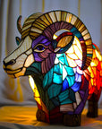 Helvano | Buntglas-Tischlampe im Tierdesign